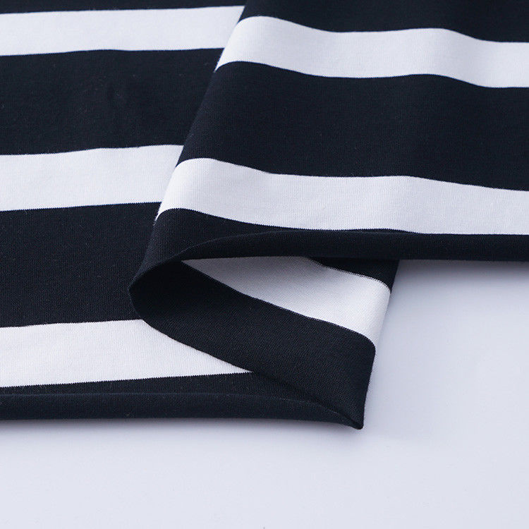 Huidvriendelijk gestreepte strekstof, 175gm gebreide gekamde katoenen stof voor T-shirt