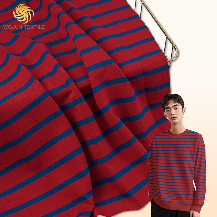 Franse Terry Blue And Red Stripe-Stof 200cm Breedte Zuiver Katoen voor Hoodie