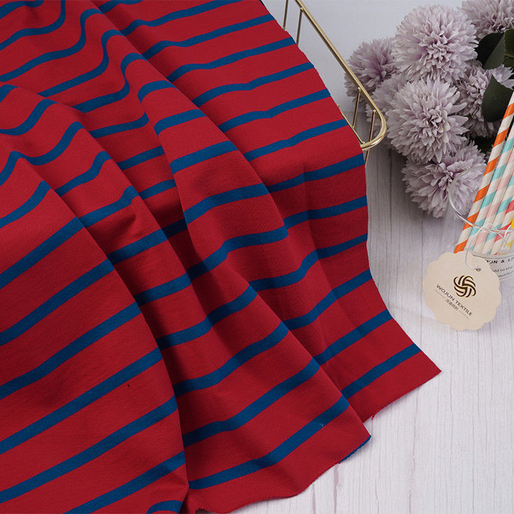 Franse Terry Blue And Red Stripe-Stof 200cm Breedte Zuiver Katoen voor Hoodie