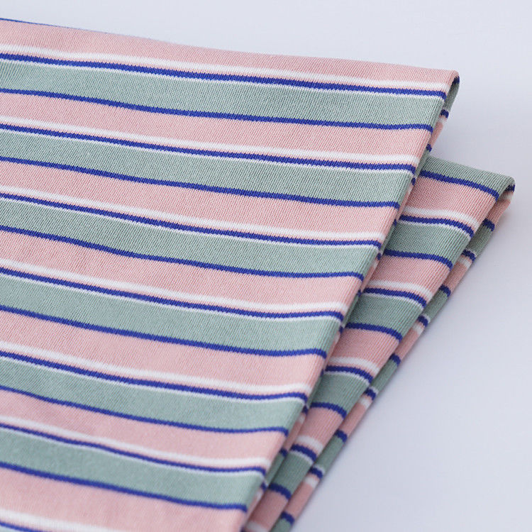 100% katoen dubbel gebreide stof, zachte streep gebreide stof voor lange mouwen kleding