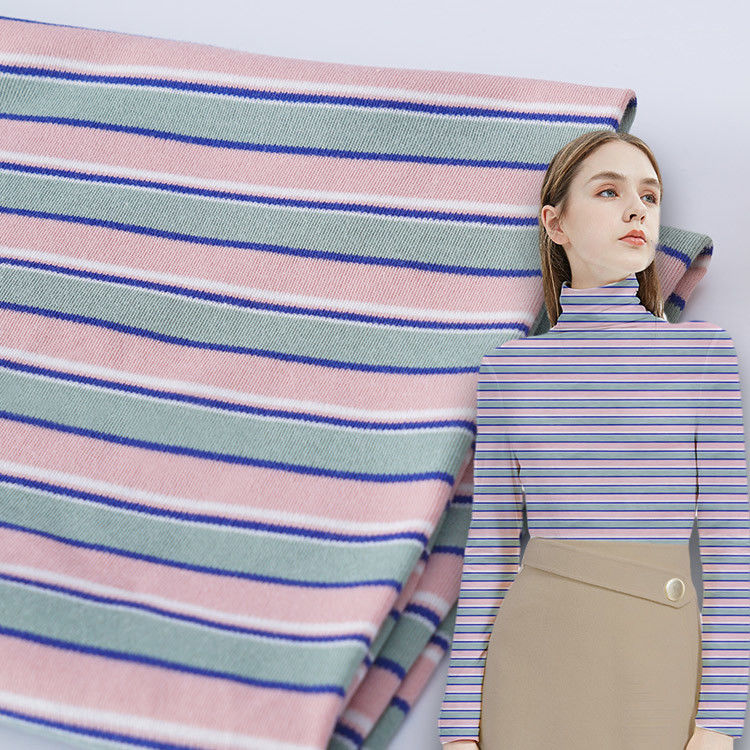 100% katoen dubbel gebreide stof, zachte streep gebreide stof voor lange mouwen kleding