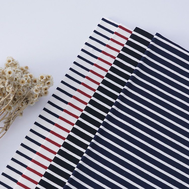 Zweet absorberende pure katoenen gestreepte breistof voor T-shirt ademend en gezond
