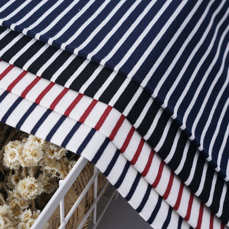 Zweet absorberende pure katoenen gestreepte breistof voor T-shirt ademend en gezond
