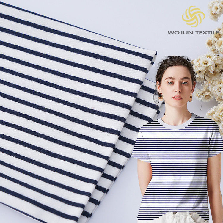 Zweet absorberende pure katoenen gestreepte breistof voor T-shirt ademend en gezond