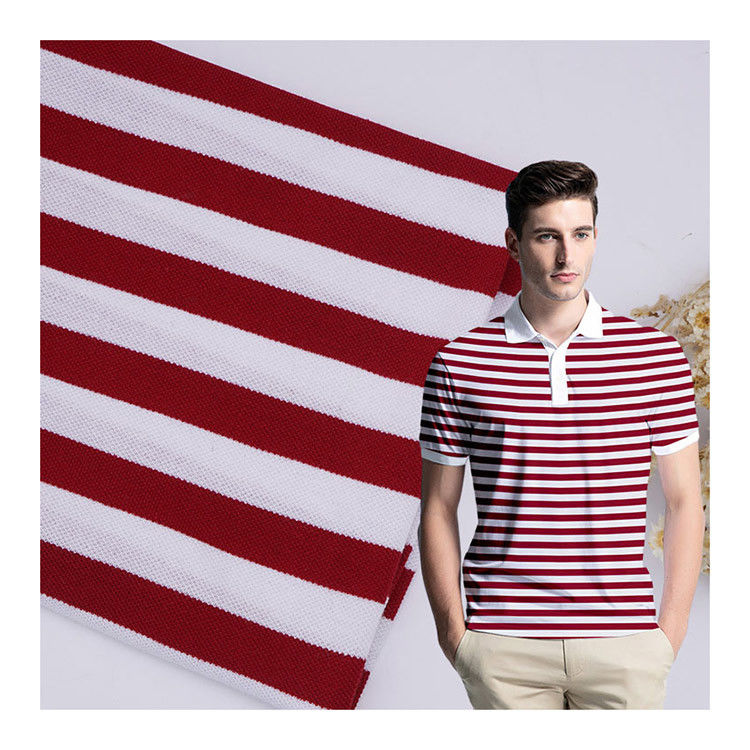 Meerdere kleuren gestreept materiaal Stof 175gm Polo shirt Katoen garen Geverfd doek
