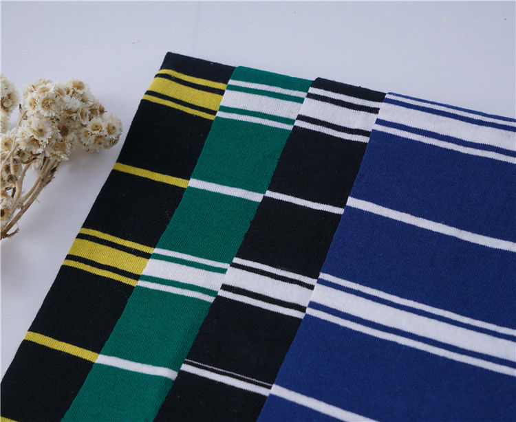 Duurzaam gewoon katoen zweet absorberend gestreepte materiaal stof voor T-shirt scheurbestendige
