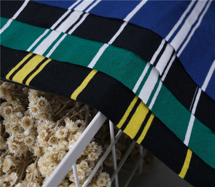 Duurzaam gewoon katoen zweet absorberend gestreepte materiaal stof voor T-shirt scheurbestendige