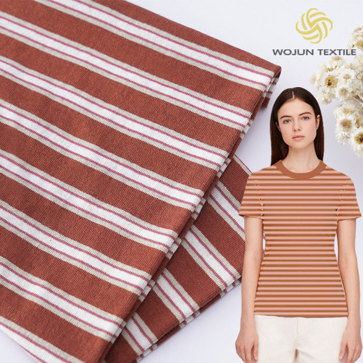 Goede textuur Ramie gestreepte katoenen trui 190gm gebreide gekamde katoenen stof voor casual shirt
