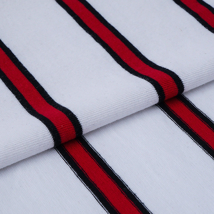 Hoge kwaliteit en absorberend zweet dubbele garen stof gestreepte katoenen stof voor T-shirt stof