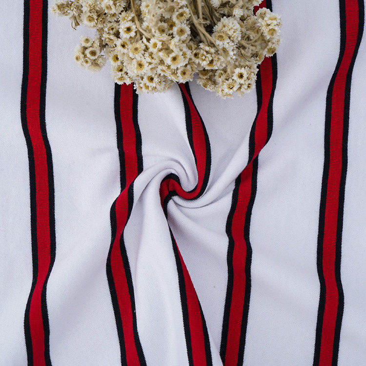 Hoge kwaliteit en absorberend zweet dubbele garen stof gestreepte katoenen stof voor T-shirt stof