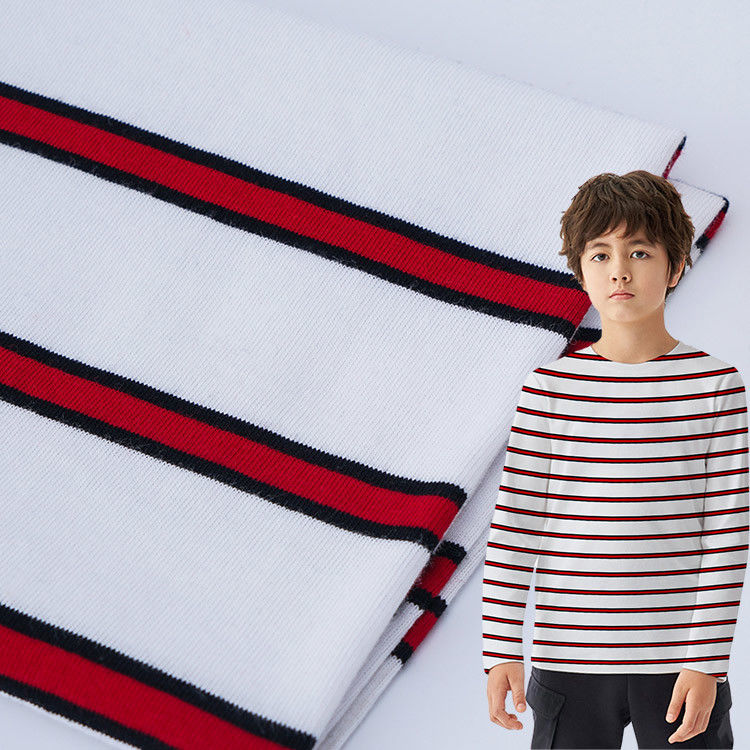 Hoge kwaliteit en absorberend zweet dubbele garen stof gestreepte katoenen stof voor T-shirt stof