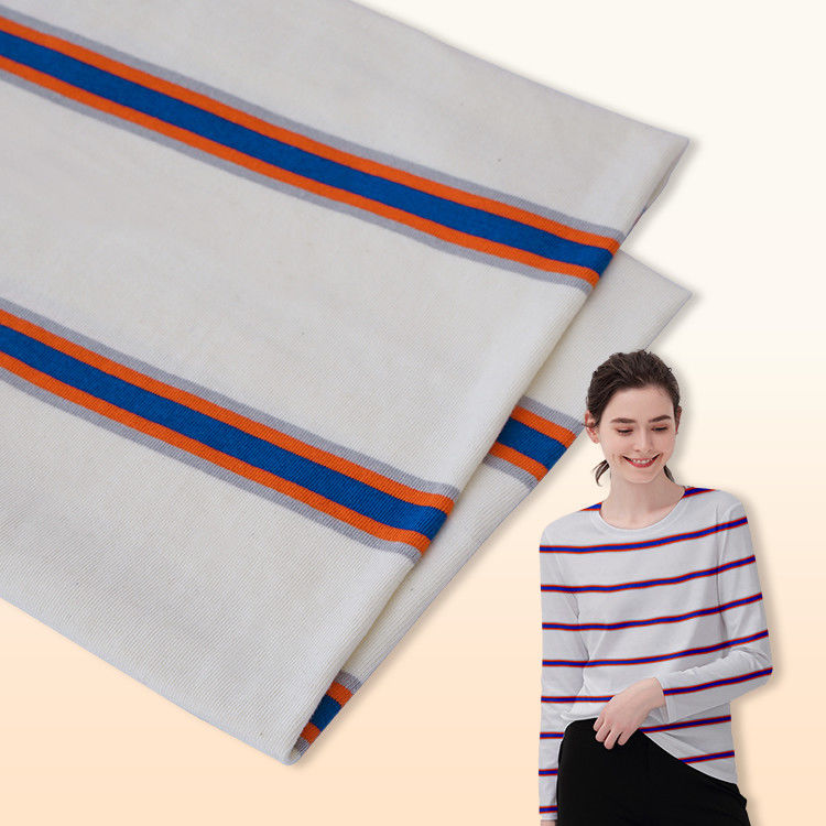 Vocht-absorberend en ademend en Lycra katoen gestreepte katoenen stof voor T-shirt