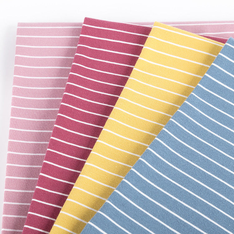 Modieus Comfortabel Plain Jersey gestreepte katoenen stof Voor T-shirt Huidvriendelijk