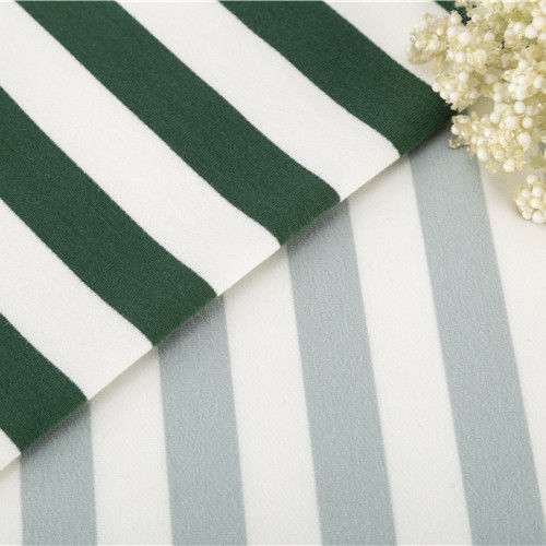 Elasticiteit Modieuze heldere kleur Groene gestreepte katoenen stof Voor Franse Terry