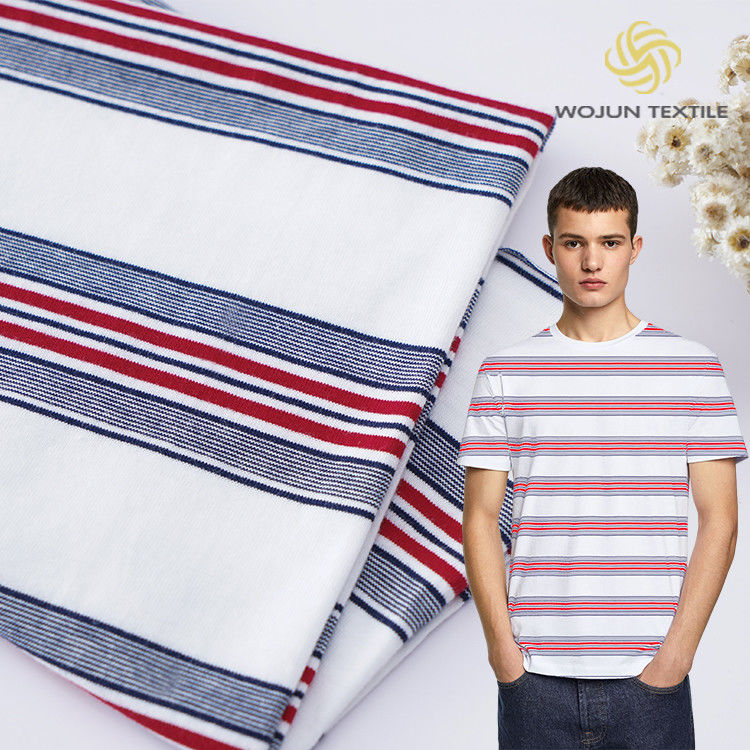 Goedkwaliteit Stof ademend en puur katoen huidvriendelijk gestreepte katoenen stof voor T-shirt