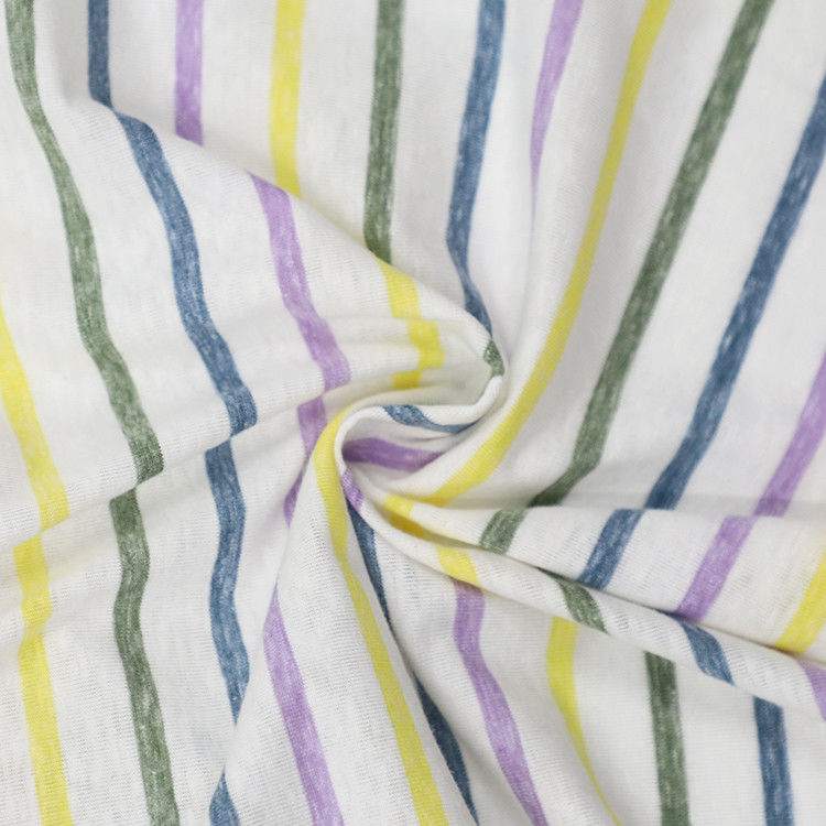 Anti-rimpel-vocht-absorberend en zacht puur katoen gestreept materiaal stof voor T-shirt