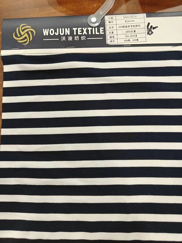 Anti-pilling en elastisch gezellig snel drogen gestreept materiaal stof voor T-shirt
