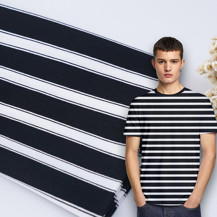 Goede textuur en modieus gemakkelijk te verzorgen gestreepte gebreide stof voor T-shirt
