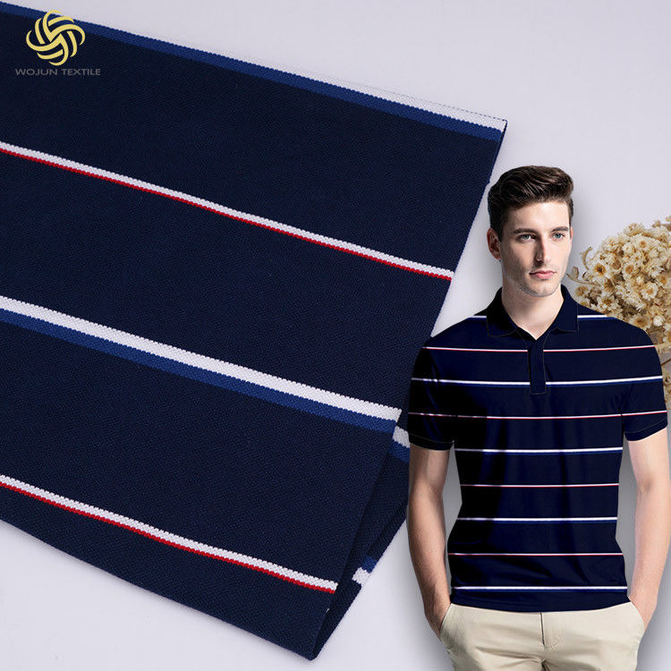 Gecombeerd katoen en milieuvriendelijk garen Gekleurde stof gestreepte gebreide stof voor polo shirt