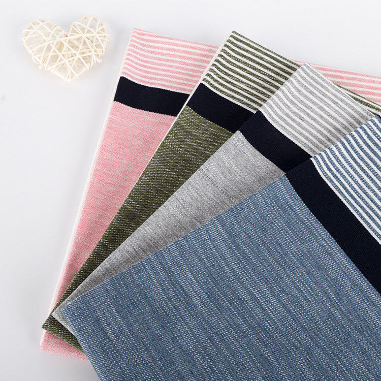 Ademend en zacht gestreepte katoenen weefsel voor casual wear met bamboe denim textuur