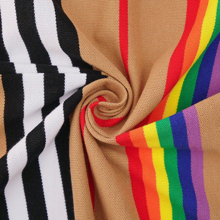 Geventileerd en zacht Goedkwaliteit Lycra Cotton Pique gestreepte katoenen stof voor casual wear