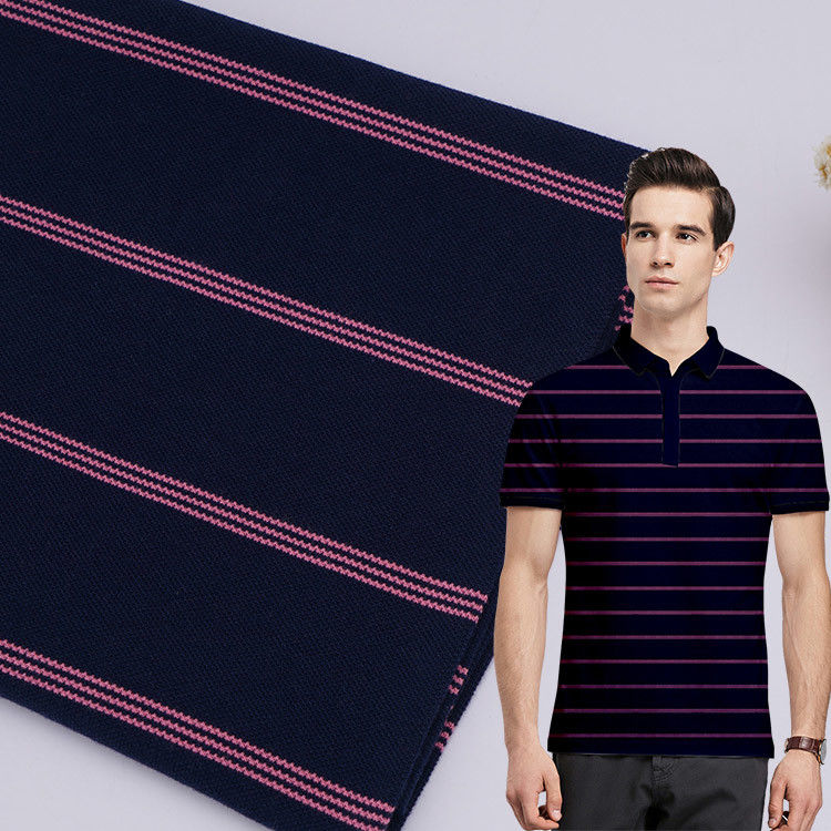 Comfortabel en duurzaam huidvriendelijk adembenemend gestreepte gebreide stof voor polo shirt