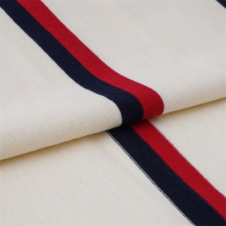 Natuurlijke en comfortabele zachte en huidvriendelijke verzorging gestreepte gebreide stof voor T-shirt