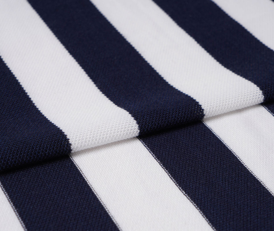 Natuurlijke en hoge rimpelvastheid Kleurvastheid Rimpelvrije en knapperige versie gestreepte gebreide stof voor polo shirt