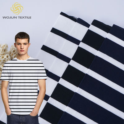 Gebreide katoenen gestreepte stof Stof 175 cm Zomersportkleding Huidvriendelijke textuur