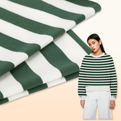 Elastisch van de Katoenen van Lycra Gestreept Groen en Wit de Rekmateriaal Stoffenkeperstof
