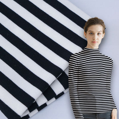 100 Cotton Interlock Stof Adembenemend gestreept zacht ribmateriaal Voor Frans Terry