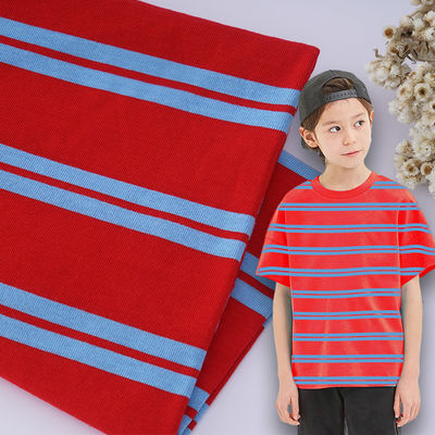 Huid de Vriendschappelijke van de Katoenen van het de jaren '40 Dubbele Garen T-shirtstof Textuur van Jersey Gestreepte