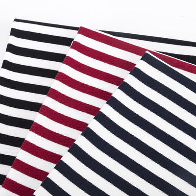 Custom Cotton Lycra Rib gebreide stof Zomer T-Shirt Gewoon gestreept materiaal