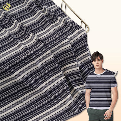 Zachte en modieuze gestreepte 100% katoen gladde single jersey stof voor T-shirt