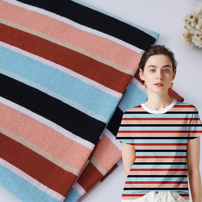 Absorberen zweet en verfrissen gestreepte katoenen stof voor T-shirt hoge duurzaamheid