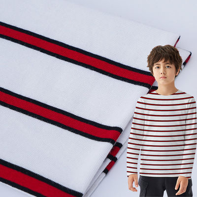 Hoge kwaliteit en absorberend zweet dubbele garen stof gestreepte katoenen stof voor T-shirt stof