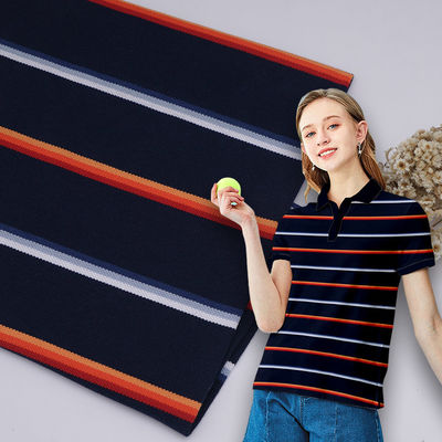 Gecombeerd katoen en duurzaam ademend gestreepte gebreide stof voor casual polo shirt