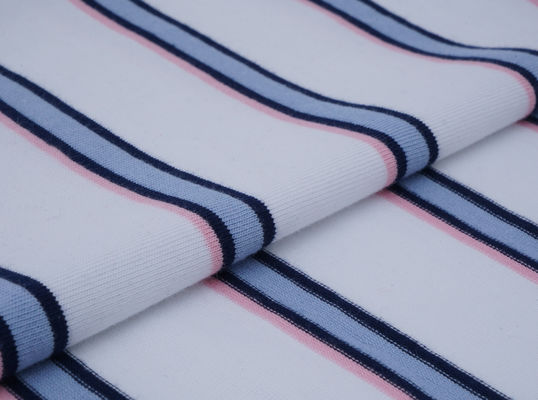 Fijne en gladde, heldere textuur, dubbel garen, natuurlijk gestreept materiaal, stof voor casual wear