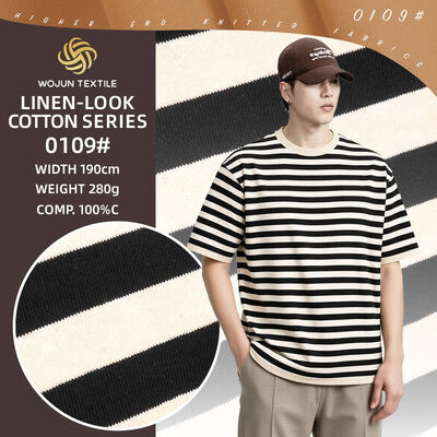 Goede prijs. Dry-Touch-serie: 100% katoenen linnen met gestreepte gebreide stoffen online