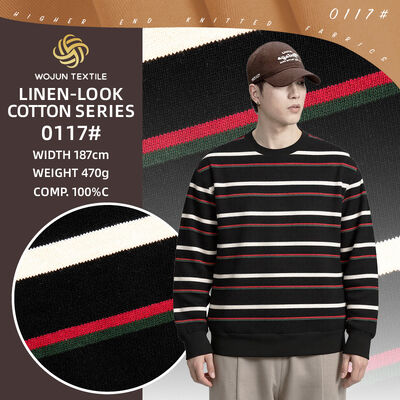 Goede prijs. 470 g zwaargewicht gezond 100% katoen gestructureerd gestreepte katoenen weefsel voor casual wear online