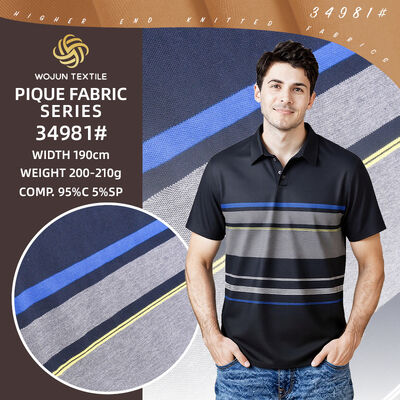Goede prijs. 95/5 Gestreepte Katoenen Piqué Stof: 185cm Breed Stretch voor Luxe Polo's online