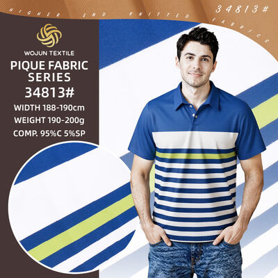 Goede prijs. 95/5 Gestreepte Katoenen Piqué Stof: 185cm Breed Stretch voor Luxe Polo's online