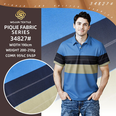 Goede prijs. 190cm gestreepte katoenen pique stof: geverfd garen stretch voor moderne polo's online