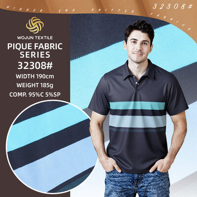 Goede prijs. 190cm gestreepte katoenen pique stof: geverfd garen stretch voor moderne polo's online
