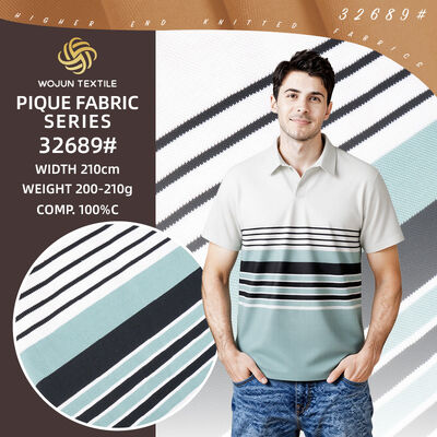 Goede prijs. 190cm gestreepte katoenen pique stof: geverfd garen stretch voor moderne polo's online