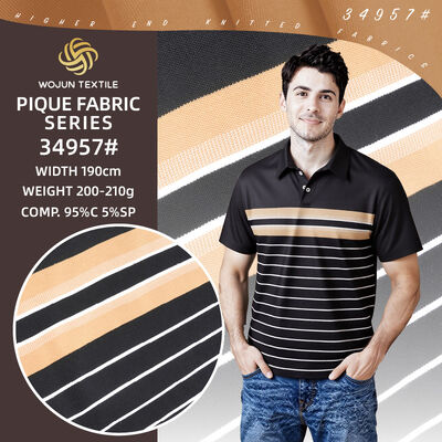 Goede prijs. 190cm gestreepte katoenen pique stof: geverfd garen stretch voor moderne polo's online