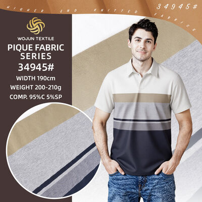Goede prijs. Premium gestreepte katoenen pique stof: de 95% katoen 5% spandex oplossing voor custom polo's online