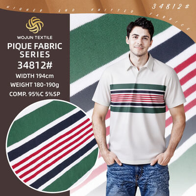 Goede prijs. Premium gestreepte katoenen pique stof: de 95% katoen 5% spandex oplossing voor custom polo's online